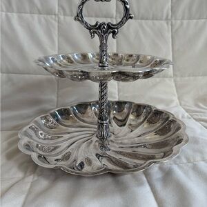 Elegant Silver Two-Tier Serving Tray